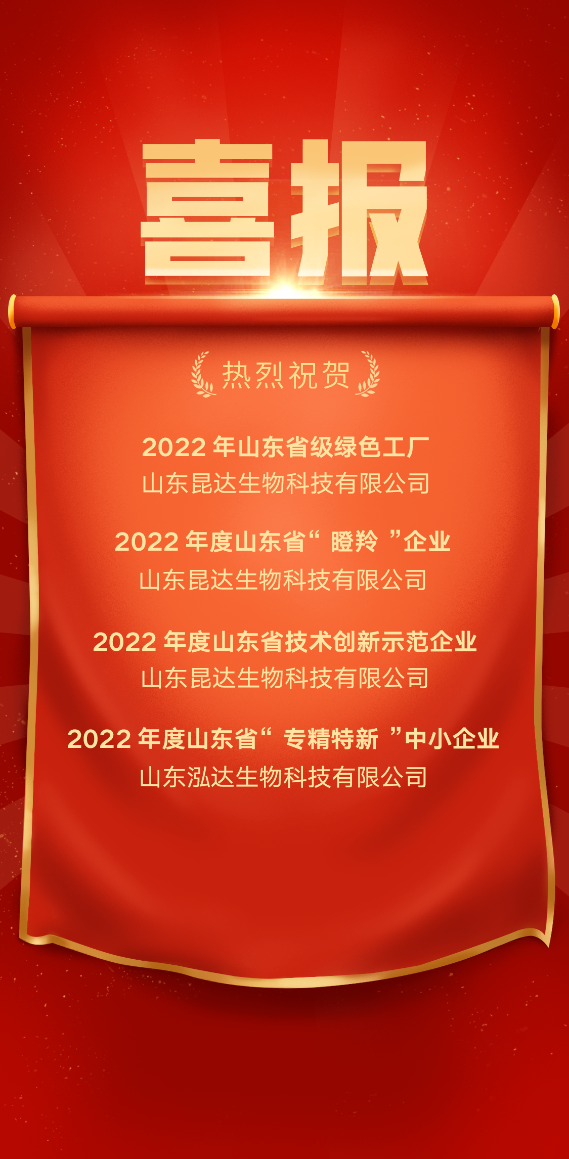 喜报|泓达生物上榜多个省级榜单